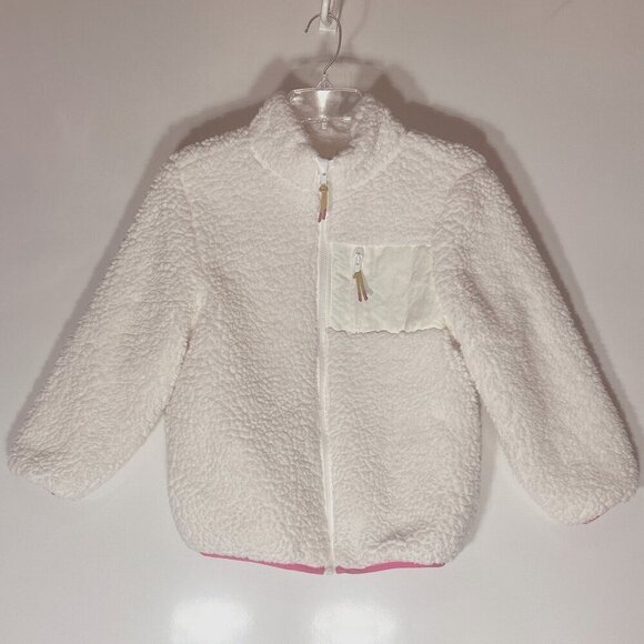 Birch & Stone SZ12 Girls Ivory Sherpa Parka Jacket Y2K Comfy Outdoor Layering Pi - Picture 3 of 10